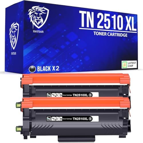 Twin Pack Compatible Brother TN-2510XL High Capacity 2x Black Toner Cartridge 2510XL TN2510XL For Brother Printers DCP-L2620DW HL-L2400DW MFC-L2800DW Approx. 3,000 Pages