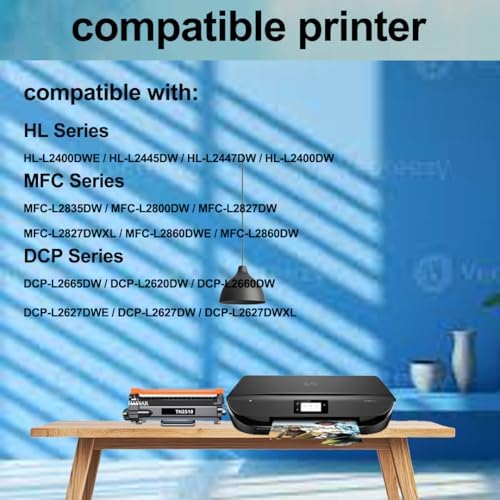 Twin Pack Compatible Brother TN-2510XL High Capacity 2x Black Toner Cartridge 2510XL TN2510XL For Brother Printers DCP-L2620DW HL-L2400DW MFC-L2800DW Approx. 3,000 Pages