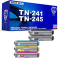Compatible Brother TN241 / TN245 Toner 5-Pack (2 Black + CMY) | For HL-3170CDW, DCP-9020CDW
