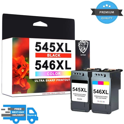 HAYSAR PG-545XL CL-546XL Ink Cartridges For Canon PIXMA Combo Pack CMYK