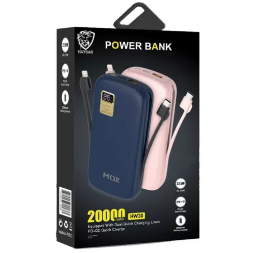 HAYSAR 20000mah Power Bank Rated Power 74W 3.7V Power 22.5W Fast Phone Charger