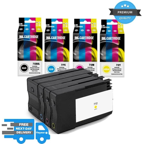 Compatible HP 712 High Capacity 4 Colour Combo Pack Ink Cartridges HP Designjet