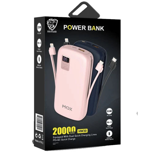 HAYSAR 20000mah Power Bank Rated Power 74W 3.7V Power 22.5W Fast Phone Charger