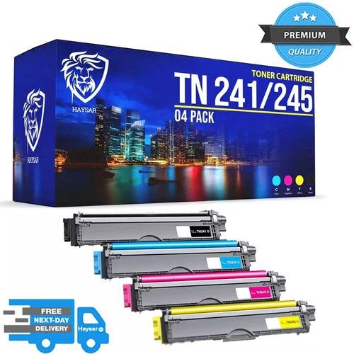 NEW Brother Printers TN-241 TN-245 Replacement Toner Cartridges 4-Pack Black CMY