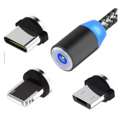 HAYSAR 3 In 1 Braided Magnetic Charging USB Cable For Type C, Micro & Lighting