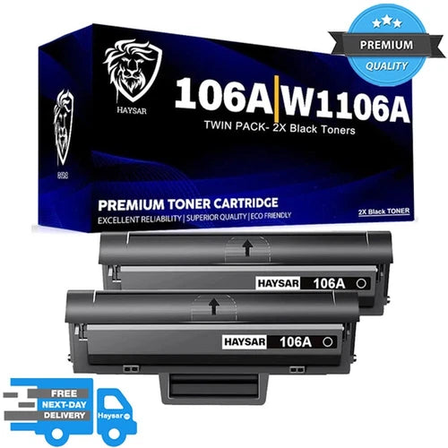 Twin Pack HP 106A Black Toner Cartridge W1106A HP Laser 107a 107w MFP 135a 135w