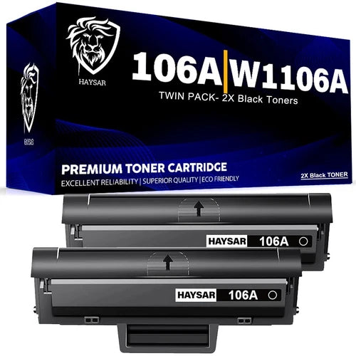 Twin Pack HP 106A Black Toner Cartridge W1106A HP Laser 107a 107w MFP 135a 135w