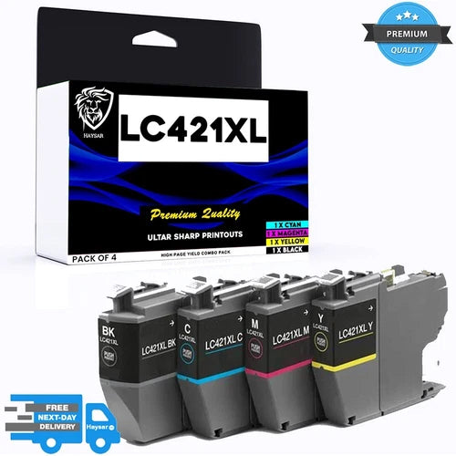 HAYSAR 4-Pack LC421XL High Yield Brother Printers Replacement Ink Cartridges